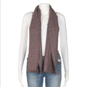Harve Benard preppy classic camel hair scarf fringe plaid checked brown tan gray